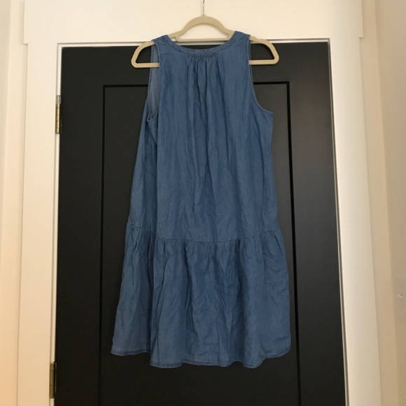 Nwt New Loft Chambray Dress Large Drop Waist Peplum - Picture 3 of 5